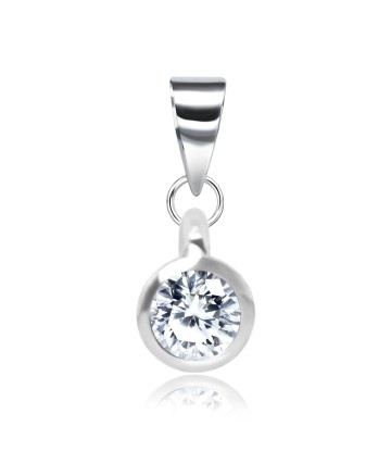 4mm CZ Round Stone Silver Pendant SPEB-80n